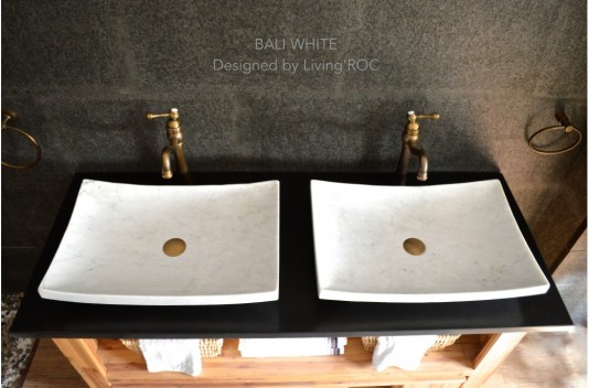 Vasque en pierre marbre Blanc salle de bain à poser BALI WHITE Vasque en pierre marbre Blanc salle de bain à poser BALI WHITE