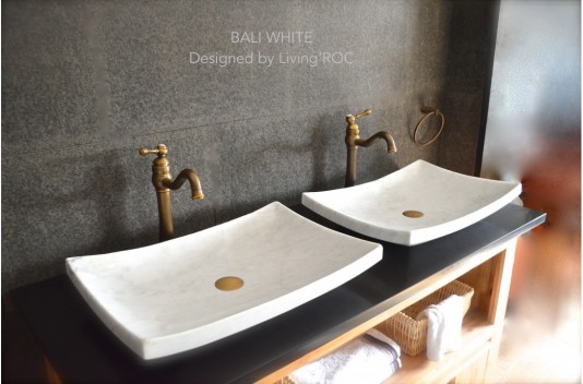 Vasque en pierre marbre Blanc salle de bain à poser BALI WHITE Vasque en pierre marbre Blanc salle de bain à poser BALI WHITE