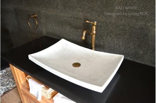 Vasque en pierre marbre Blanc salle de bain à poser BALI WHITE Vasque en pierre marbre Blanc salle de bain à poser BALI WHITE