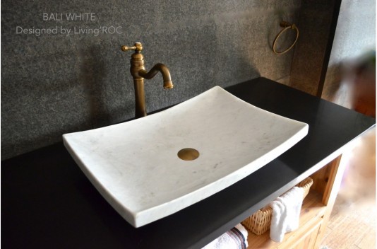 Vasque en pierre marbre Blanc salle de bain à poser BALI WHITE Vasque en pierre marbre Blanc salle de bain à poser BALI WHITE