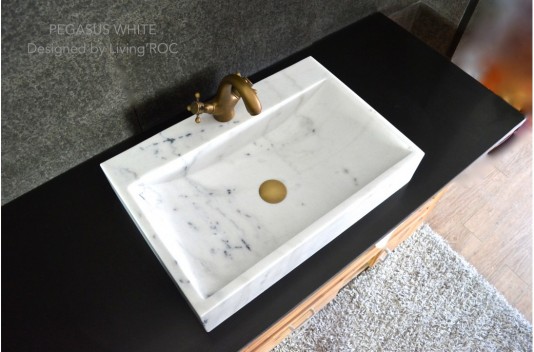 Vasque en pierre naturelle évier en marbre blanc PEGASUS WHITE Vasque en pierre naturelle évier en marbre blanc PEGASUS WHITE