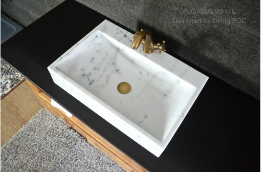 Vasque en pierre naturelle évier en marbre blanc PEGASUS WHITE Vasque en pierre naturelle évier en marbre blanc PEGASUS WHITE