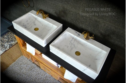 Vasque en pierre naturelle évier en marbre blanc PEGASUS WHITE Vasque en pierre naturelle évier en marbre blanc PEGASUS WHITE