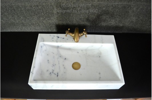 Vasque en pierre naturelle évier en marbre blanc PEGASUS WHITE Vasque en pierre naturelle évier en marbre blanc PEGASUS WHITE