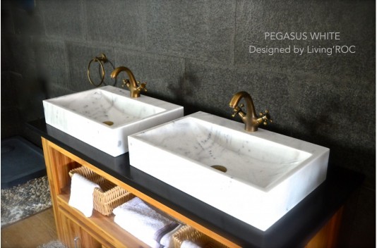 Vasque en pierre naturelle évier en marbre blanc PEGASUS WHITE Vasque en pierre naturelle évier en marbre blanc PEGASUS WHITE