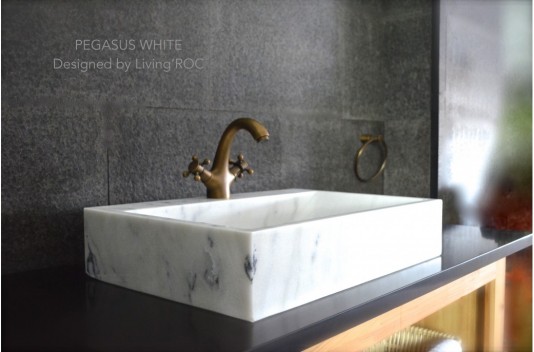 Vasque en pierre naturelle évier en marbre blanc PEGASUS WHITE Vasque en pierre naturelle évier en marbre blanc PEGASUS WHITE