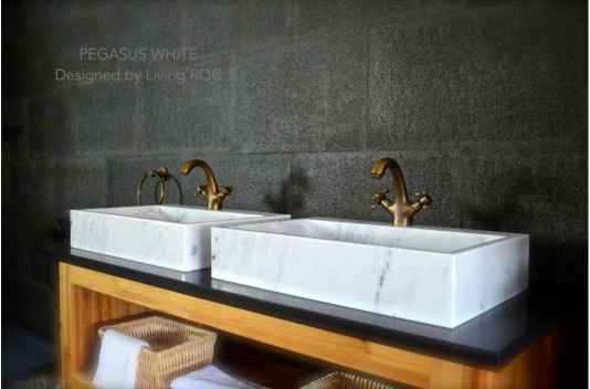 Vasque en pierre naturelle évier en marbre blanc PEGASUS WHITE Vasque en pierre naturelle évier en marbre blanc PEGASUS WHITE