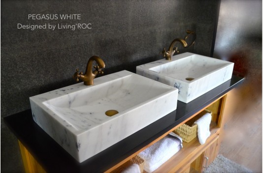 Vasque en pierre naturelle évier en marbre blanc PEGASUS WHITE Vasque en pierre naturelle évier en marbre blanc PEGASUS WHITE