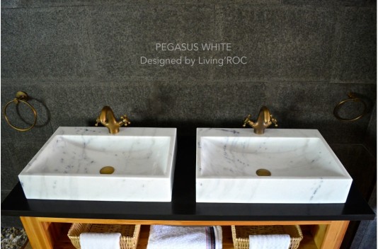 Vasque en pierre naturelle évier en marbre blanc PEGASUS WHITE Vasque en pierre naturelle évier en marbre blanc PEGASUS WHITE