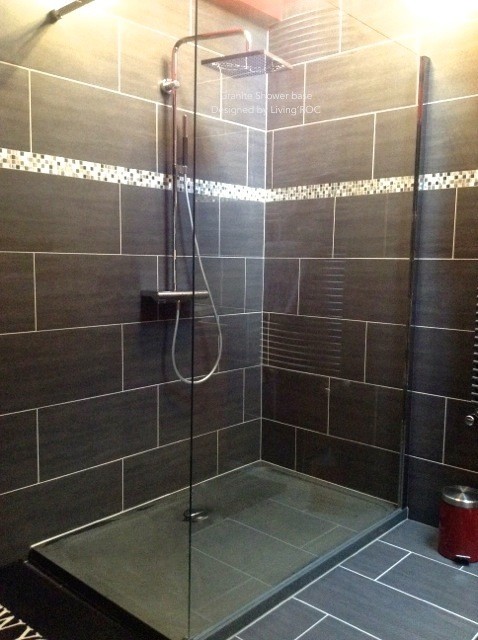 Receveur de douche 140x90 pierre véritable granit noir SPACIUM SHADOW