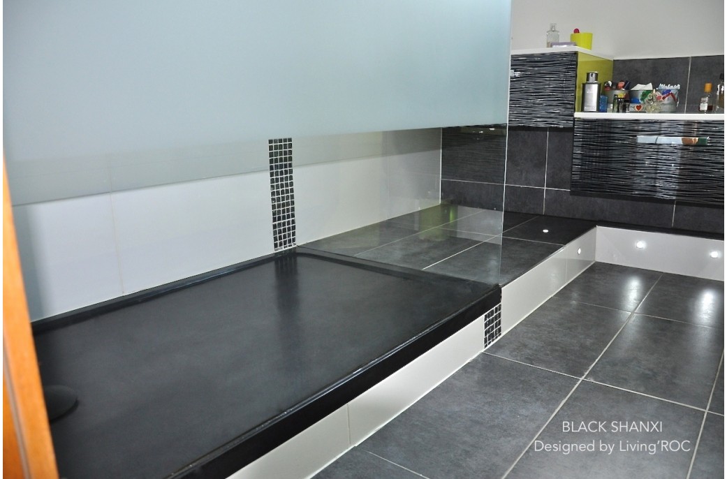 receveur de douche 120x100 granit noir kiaora shadow