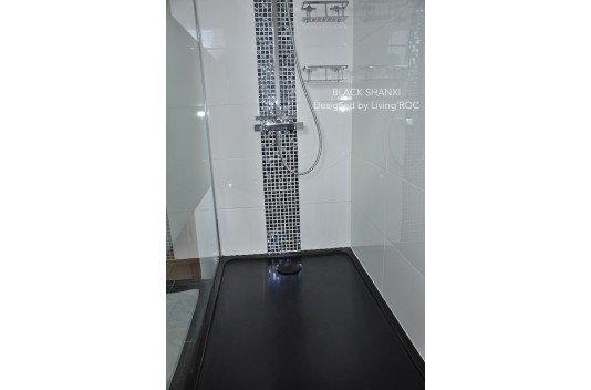 Receveur de douche 120X80 à l'italienne véritable Granit Noir PALAOS SHADOW