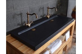 Double vasque en pierre salle de bain Granit Noir Luxe LOVE SHADOW