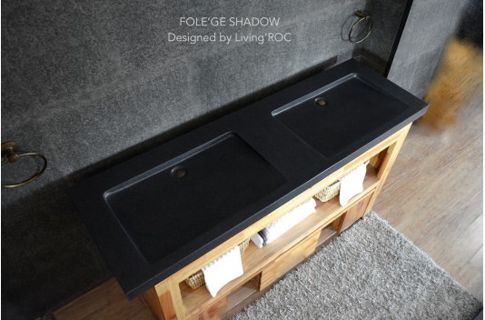 Double vasque en granit véritable taillé dans la masse160x50 FOLEGE SHADOW Double vasque en granit véritable taillé dans la masse160x50 FOLEGE SHADOW