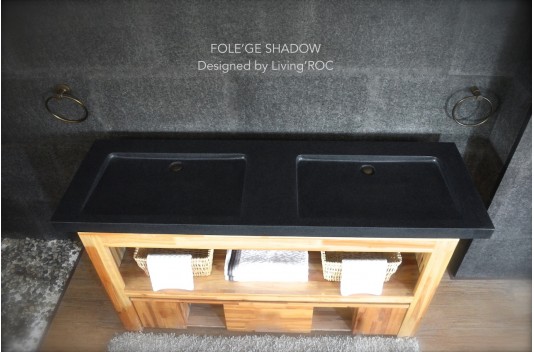 Double vasque en granit véritable taillé dans la masse160x50 FOLEGE SHADOW Double vasque en granit véritable taillé dans la masse160x50 FOLEGE SHADOW