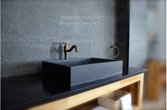 Vasque en pierre granit noir véritable luxe TORRENCE SHADOW Vasque en pierre granit noir véritable luxe TORRENCE SHADOW