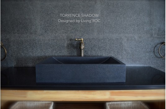 Vasque en pierre granit noir véritable luxe TORRENCE SHADOW Vasque en pierre granit noir véritable luxe TORRENCE SHADOW