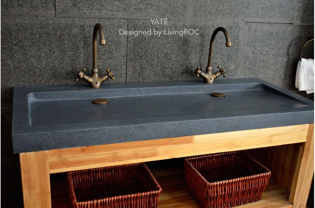 Vasque A Poser Grise 2 Double Vasque En Pierre 140x50 Granit Gris Tendance - Love Vasque A Poser Grise 2 Double Vasque En Pierre 140x50 Granit Gris Tendance - Love