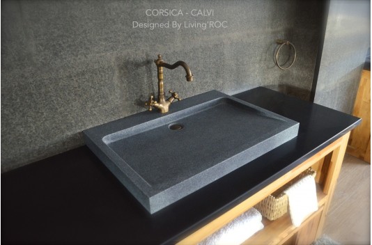 Vasque à poser en Granit gris véritable CALVI Vasque à poser en Granit gris véritable CALVI