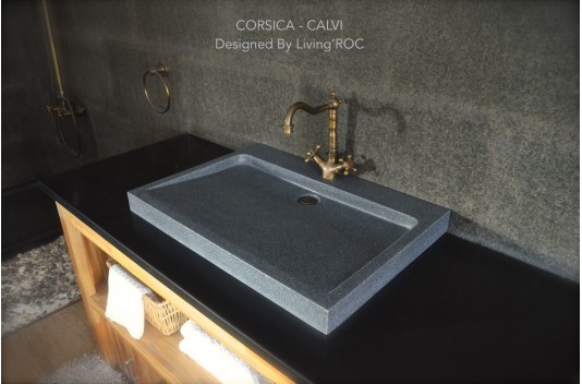 Vasque à poser en Granit gris véritable CALVI Vasque à poser en Granit gris véritable CALVI