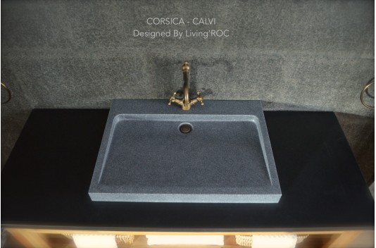 Vasque à poser en Granit gris véritable CALVI Vasque à poser en Granit gris véritable CALVI