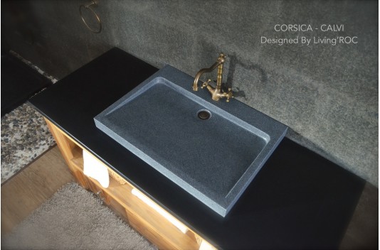 Vasque à poser en Granit gris véritable CALVI Vasque à poser en Granit gris véritable CALVI