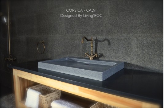 Vasque à poser en Granit gris véritable CALVI Vasque à poser en Granit gris véritable CALVI