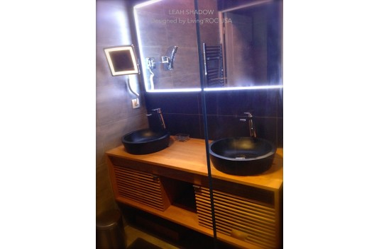 Vasque ronde pierre naturelle granit noir LEAF SHADOW Vasque ronde pierre naturelle granit noir LEAF SHADOW