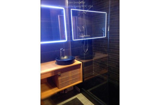 Vasque ronde pierre naturelle granit noir LEAF SHADOW Vasque ronde pierre naturelle granit noir LEAF SHADOW