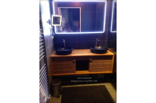 Vasque ronde pierre naturelle granit noir LEAF SHADOW Vasque ronde pierre naturelle granit noir LEAF SHADOW