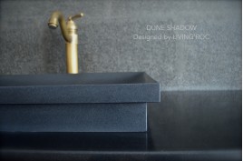 Vasque en pierre 60x40 granit noir véritable DUNE SHADOW