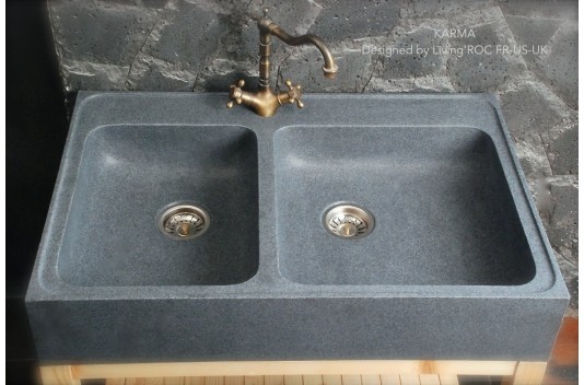 Évier de cuisine en pierre granit véritable 90x60 KARMA Évier de cuisine en pierre granit véritable 90x60 KARMA
