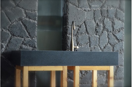 Évier de cuisine en granit véritable 2 bacs + égouttoir 120x60 BESSO