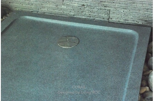 Bac de douche à l'italienne 80x80 en pierre granit véritable CORAIL