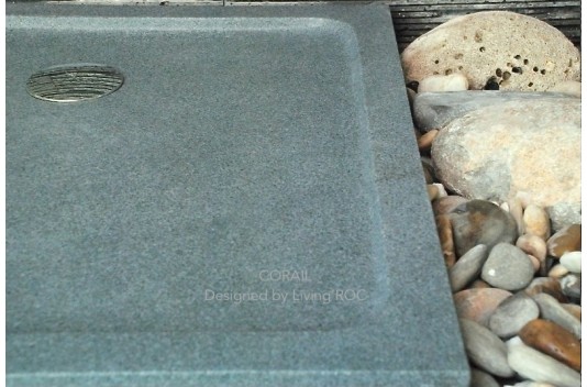 Bac de douche à l'italienne 80x80 en pierre granit véritable CORAIL