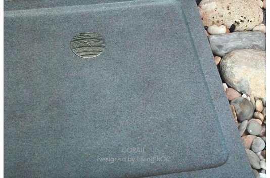 Bac de douche à l'italienne 80x80 en pierre granit véritable CORAIL