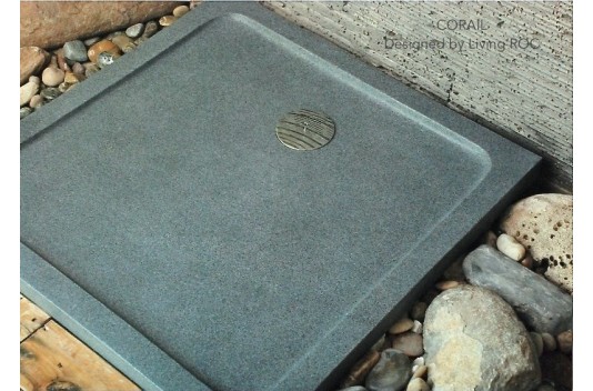 Bac de douche à l'italienne 80x80 en pierre granit véritable CORAIL