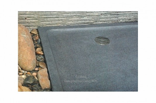 Bac de douche à l'italienne 80x80 en pierre granit véritable CORAIL