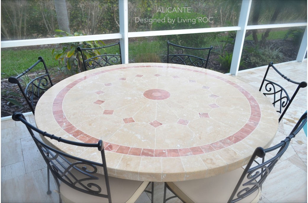Tables de jardin en mosaïque de marbre pierre naturelle Living’ROC