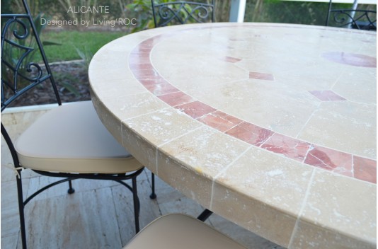 Table de jardin ronde mosaïque de marbre 125-160 ALICANTE Table de jardin ronde mosaïque de marbre 125-160 ALICANTE