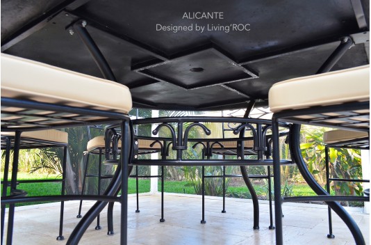 Table de jardin ronde mosaïque de marbre 125-160 ALICANTE Table de jardin ronde mosaïque de marbre 125-160 ALICANTE