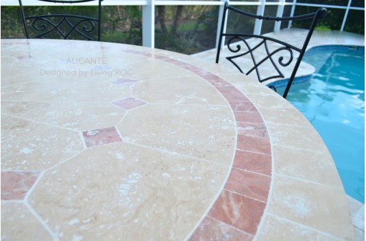 Table de jardin ronde mosaïque de marbre 125-160 ALICANTE Table de jardin ronde mosaïque de marbre 125-160 ALICANTE