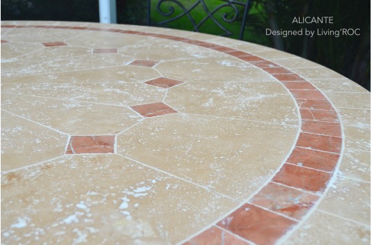 Table de jardin ronde mosaïque de marbre 125-160 ALICANTE Table de jardin ronde mosaïque de marbre 125-160 ALICANTE