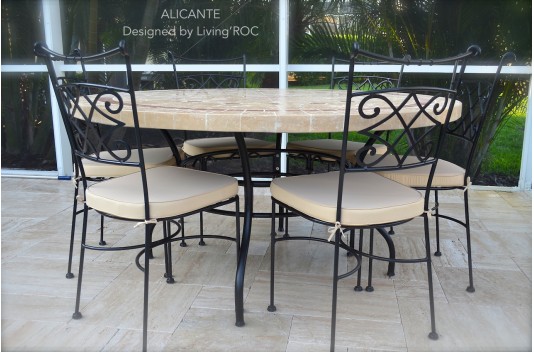 Table de jardin ronde mosaïque de marbre 125-160 ALICANTE Table de jardin ronde mosaïque de marbre 125-160 ALICANTE
