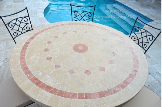 Table de jardin ronde mosaïque de marbre 125-160 ALICANTE Table de jardin ronde mosaïque de marbre 125-160 ALICANTE