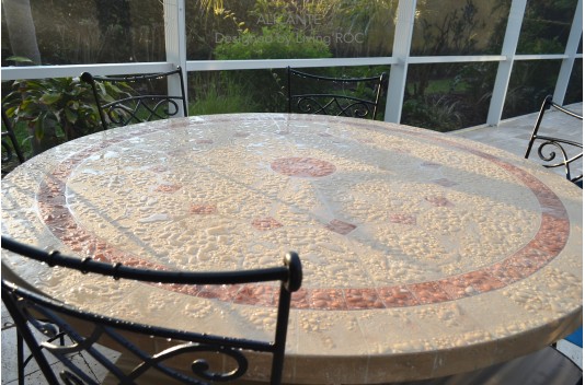 Table de jardin ronde mosaïque de marbre 125-160 ALICANTE Table de jardin ronde mosaïque de marbre 125-160 ALICANTE