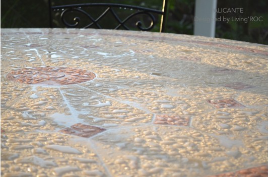 Table de jardin ronde mosaïque de marbre 125-160 ALICANTE Table de jardin ronde mosaïque de marbre 125-160 ALICANTE