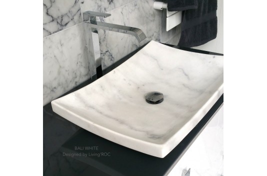 Vasque en pierre marbre Blanc salle de bain à poser BALI WHITE Vasque en pierre marbre Blanc salle de bain à poser BALI WHITE