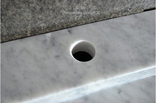 Double vasque en pierre marbre de Carrare 120cm YATE WHITE Double vasque en pierre marbre de Carrare 120cm YATE WHITE