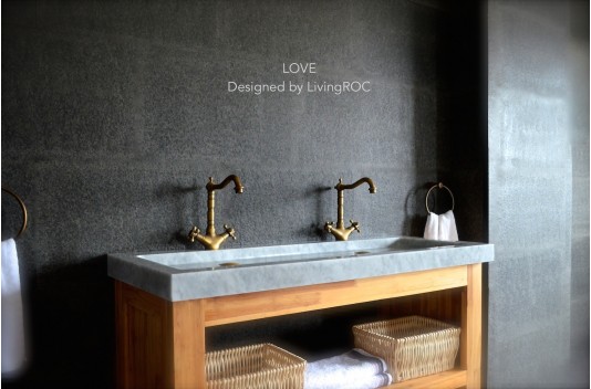 Double vasque en pierre marbre de Carrare 120cm YATE WHITE Double vasque en pierre marbre de Carrare 120cm YATE WHITE